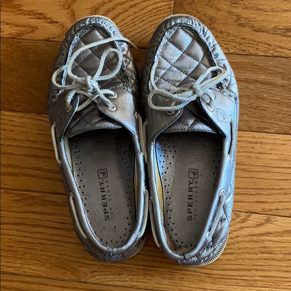 Metallic sperrys boat shoes